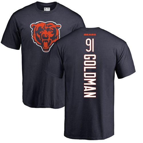 Chicago Bears Men Navy Blue Eddie Goldman Backer NFL Football #91 T Shirt